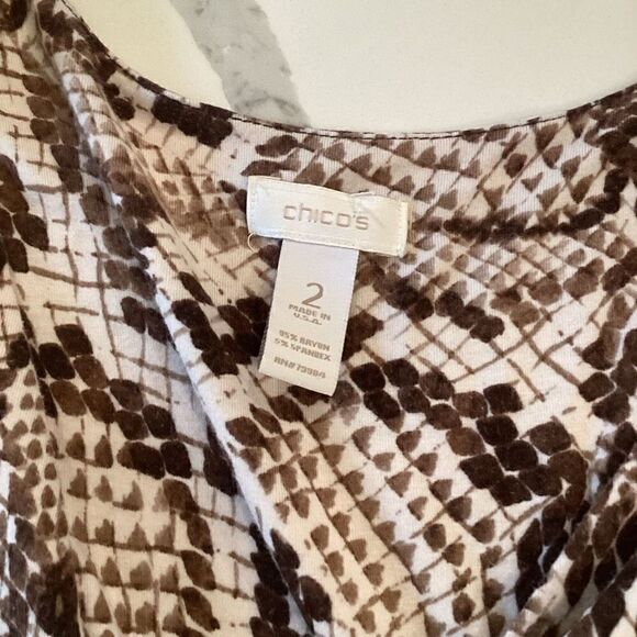 Chico’s Womens Animal Print Shift Dress Sz 2 Stretch Brown - Picture 6 of 9